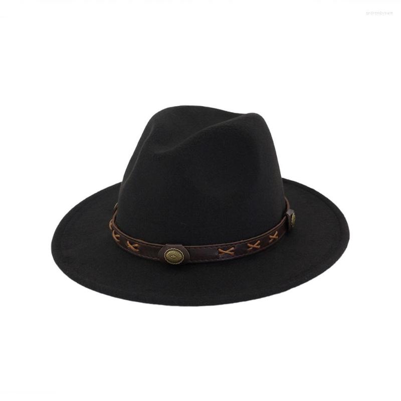 

Berets Winter Panama Hat Women Elegant Felt Caps Male Vintage Trilby Wide Brim Fedora With Belt Chapeau Hats HF77, Pink
