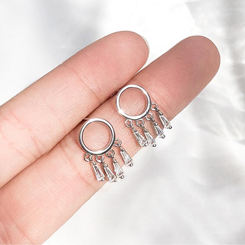 

Dangle Earrings Round Disc Tassel CZ Zrcon For Women 925 Sterling Silver Oorbellen Pendientes 2022 Trendy ER025