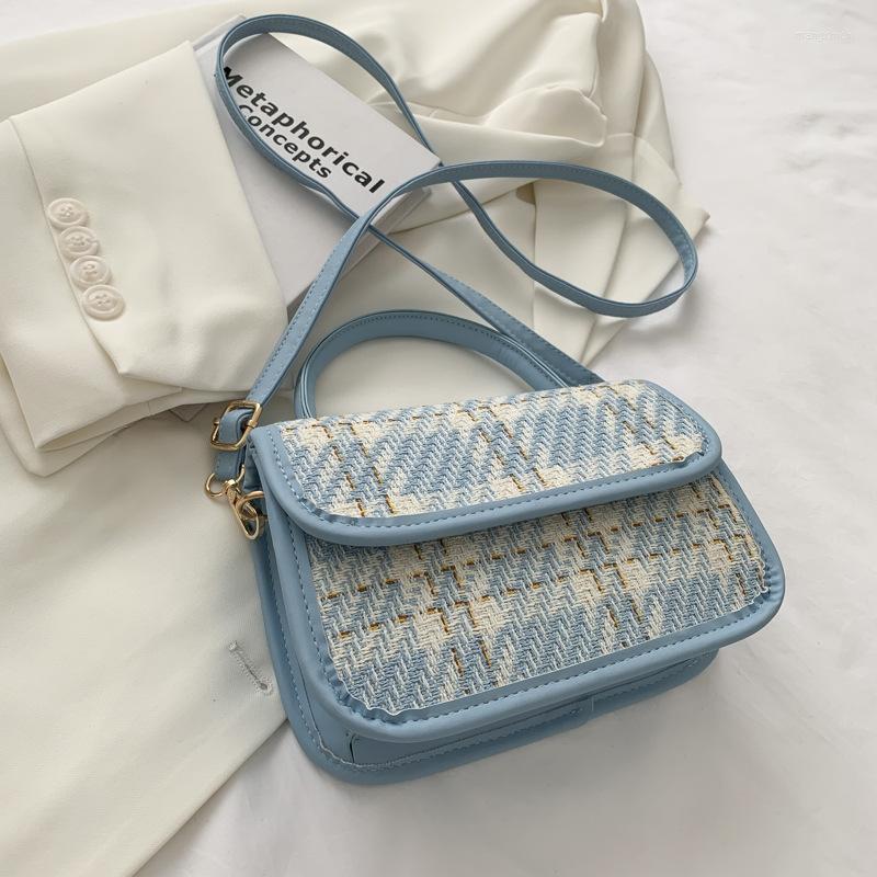 

Evening Bags Korean Ins Lady Crossbody Bag Women Pu Leather Shoulder Tote Female Cloth Stitching Handbag Vintage Plaid Purses For Girl, Black
