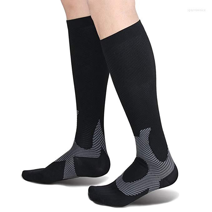 

Men's Socks Muti-color Men Women Compression Fit For Sports Anti Fatigue Pain Relief High Stockings Travel Flight Golf, Qys1004-black