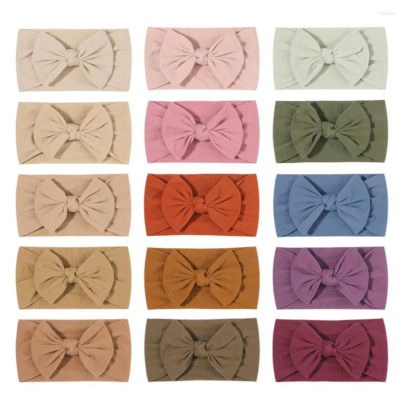 

Hair Accessories 1 Pcs Solid Color Baby Bows Turban Headband For Girls Soft Nylon Wide Band Born Protect Kids Wholesale