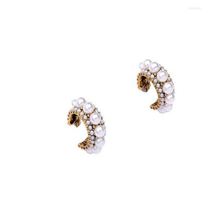

Backs Earrings Fashion Imitation Pearl Gold For Women Elegant Female Charm Clip Korean Style Jewelry Accessories