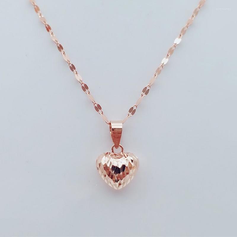 

Chains Classic 585 Purple Gold Small Heart Pendant Shiny Neckalce For Woman Exquisite Light Luxury Plated 14k Rose Jewelry Gift