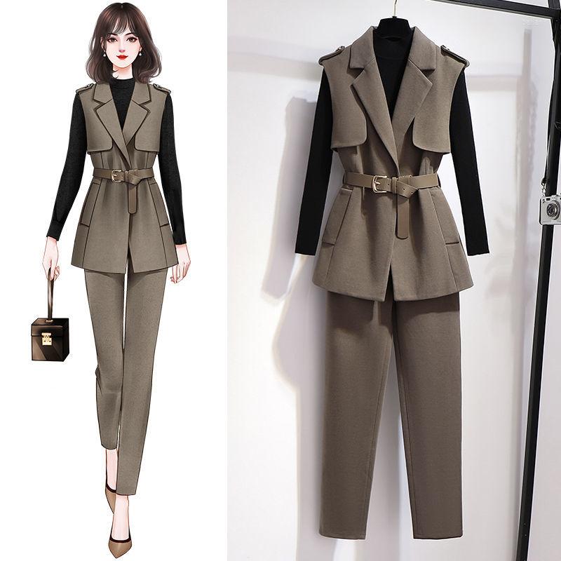 

Women's Two Piece Pants Office Suit Autumn 2022 Waistcoat Sweater Plus Size Three-piece For Women, Black sweater only