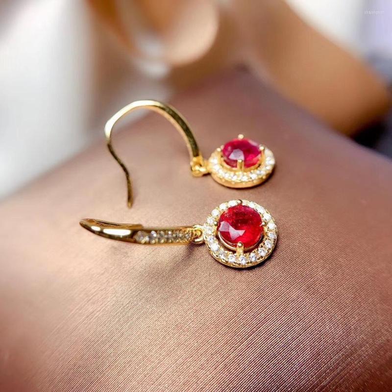 

Stud Earrings Good Valentine Gift Ruby Earring 925 Sterling Silver Fahshion Natural And Real