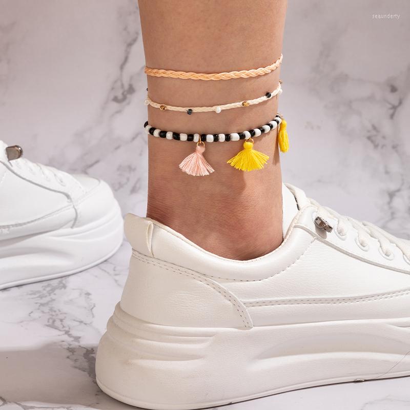 

Anklets HuaTang Colorful Tassel For Women Girls Summer Conch Silver Color Alloy Metal Foot Chain Bohemian Jewelry Gift 17989