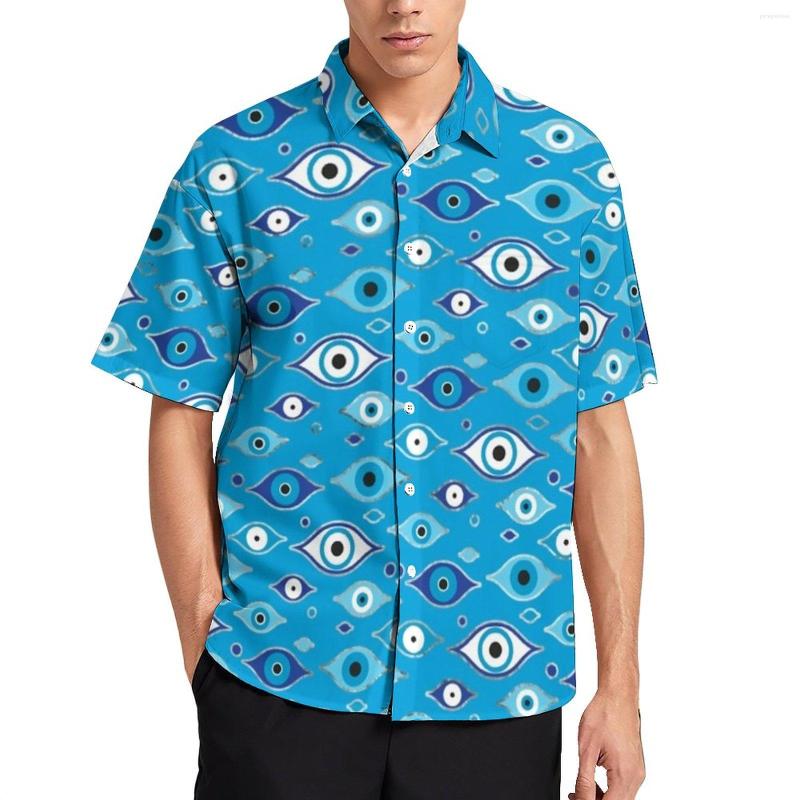 

Men's Casual Shirts Evil Eye Pattern Summer Shirt Mati Mataki Man Aesthetic Blouses Short-Sleeved, Style-7