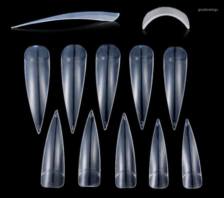 

False Nails 500pcs Nail Art Tips Transparent/Natural Flat Shape Full Cover Manicure Fake, White 500 pcs