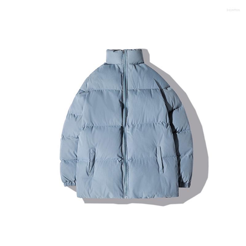 

Men's Down Cotton Jacket Casual Stand Collar Loose Colorful Coat Winter Streetwear Hip Hop Parka Clothes Puffer Jackets, Beige