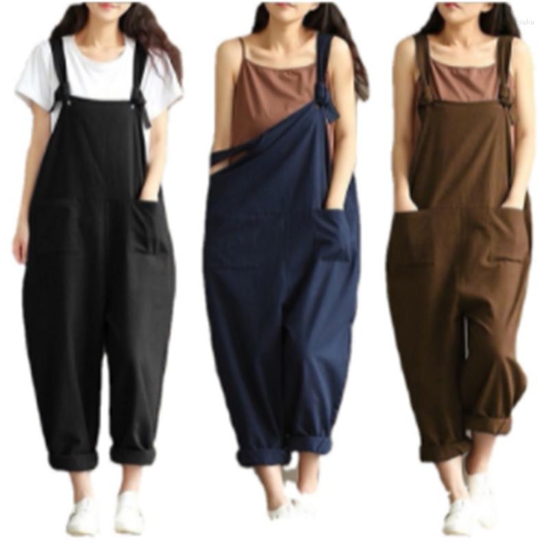 

Women' Pants Cargo Women Classic Plus Size Overalls Literary Retro Cotton Casual Loose Wide-leg Trousers Lace Up Pockets Jeans Sweet, Gray