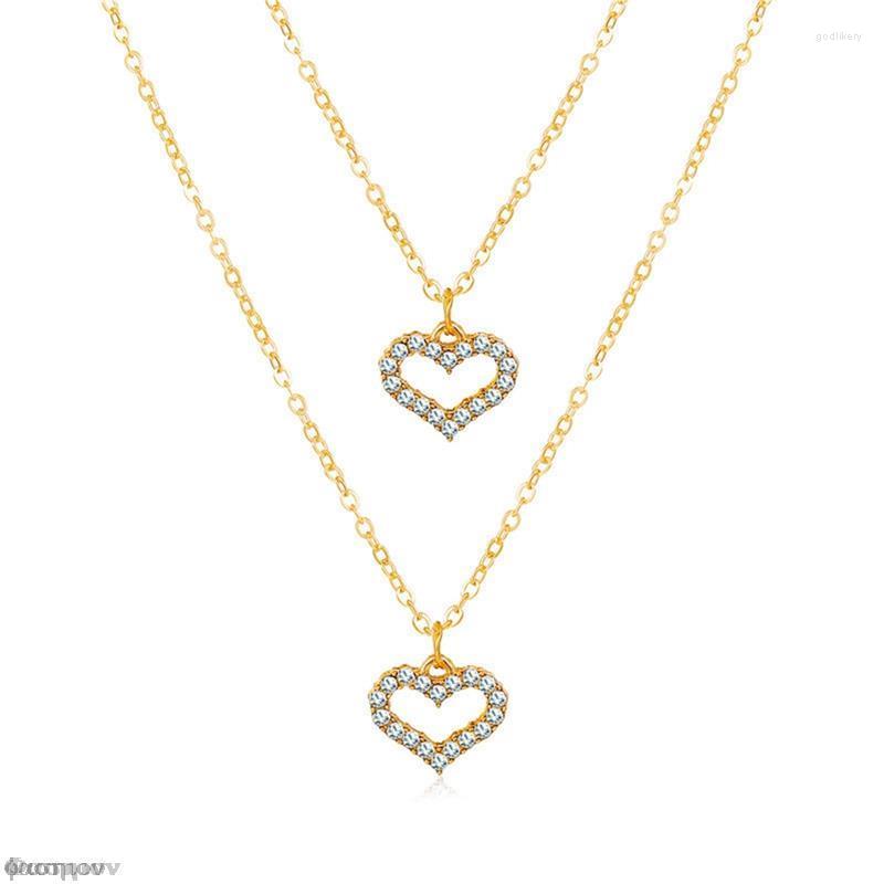 

Chains Boho Multilayer Heart Necklace For Women Fashion Gold Silver Color Geometric Chain Collar Trendy Jewelry Gift