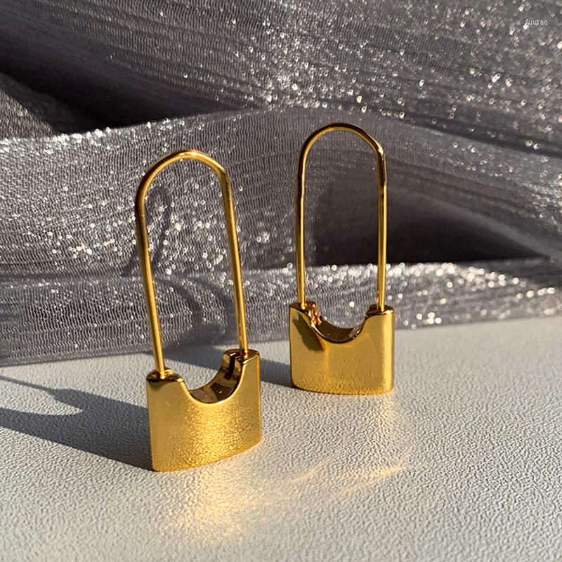 

Dangle Earrings High Quality Vacuum Plated Gold Lock Pendant Color Stainless Steel Paper Clip For Women Fashion Jewelry