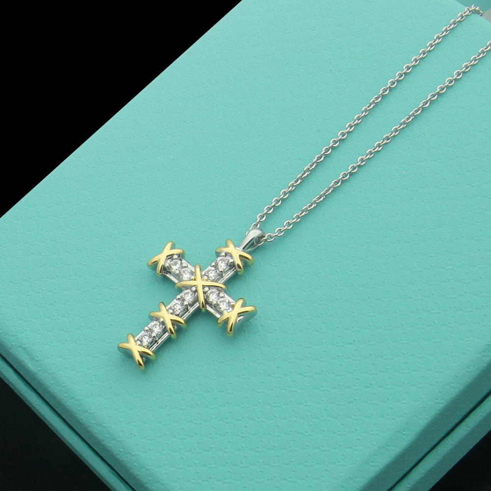 

Womens Cross diamonds Necklaces Designer Jewelry Necklace Complete Brand as Wedding Christmas Gift