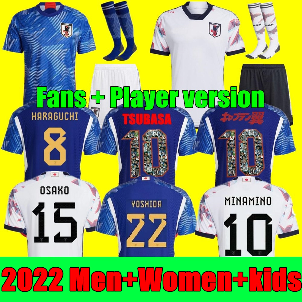 

2022 Japan Soccer Jerseys Captain Edition Anime Japanese 22 23 MINAMINO OSAKO NAGATOMO ATOM KAGAWA OKAZAKI 2023 Men Women Kids Kit Player version football Shirts, Player version away+world cup patch