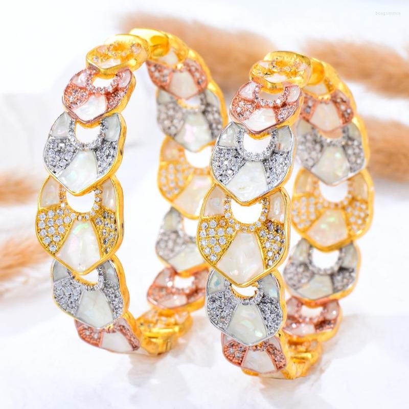 

Hoop Earrings GODKI Luxury Abalone Shell Cubic Zirconia Statement Big For Women Wedding DUBAI Bridal Round Circle Earring