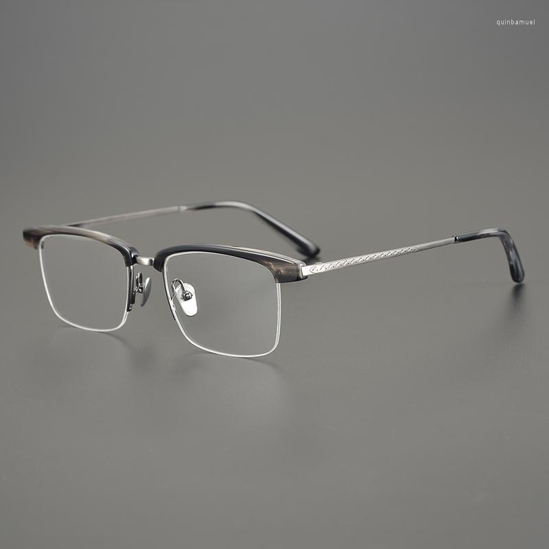 

Sunglasses Frames Pure Titanium Ultralight Glasses Frame Men Half-Rim Business Prescription Eyeglasses Women Retro Square Optical Eyewear