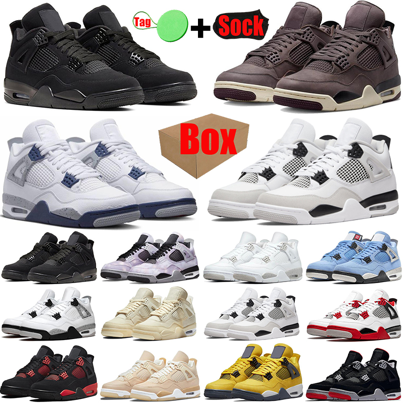 

With Box Jumpman 4 4s basketball shoes for mens womens Military Black Cats Canvas Midnight Navy Sail White Oreo men trainers sports sneakers shoe, #26 diy