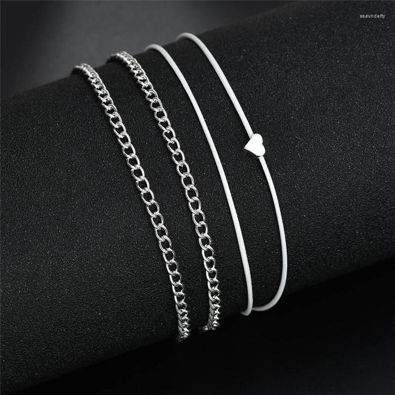 

Anklets Summer Heart Ankle Multilayer Bracelet On Leg Chain Pendant Anklet Foot Jewelry Beach For Women