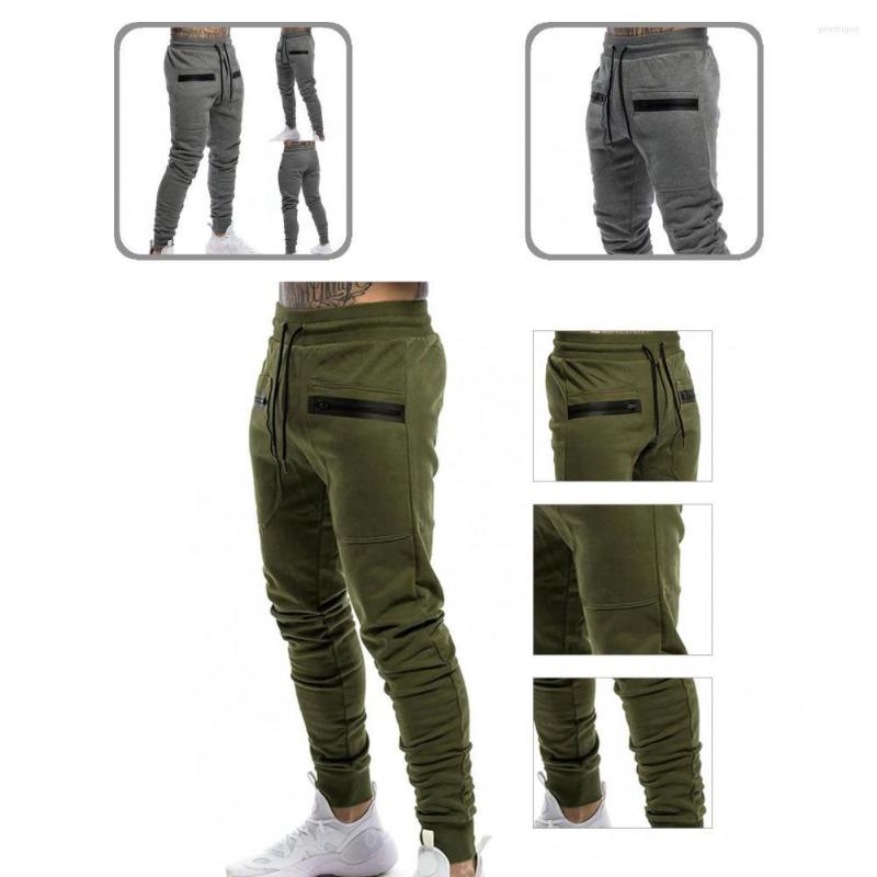 

Men's Pants Fitness Zipper Pockets Comfy Breathable Solid Color Mid Waist Male Sweatpants Sports For Outdoor, Dark gray