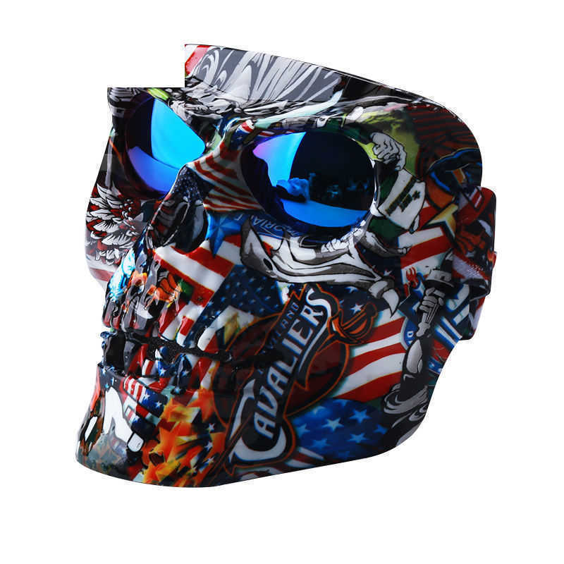 

Face Shield Motorcycle Biker Full Face Plastic Skull Mask with Goggles Air Soft Motorcycle Helmet Moto Casco Capacete Ghost