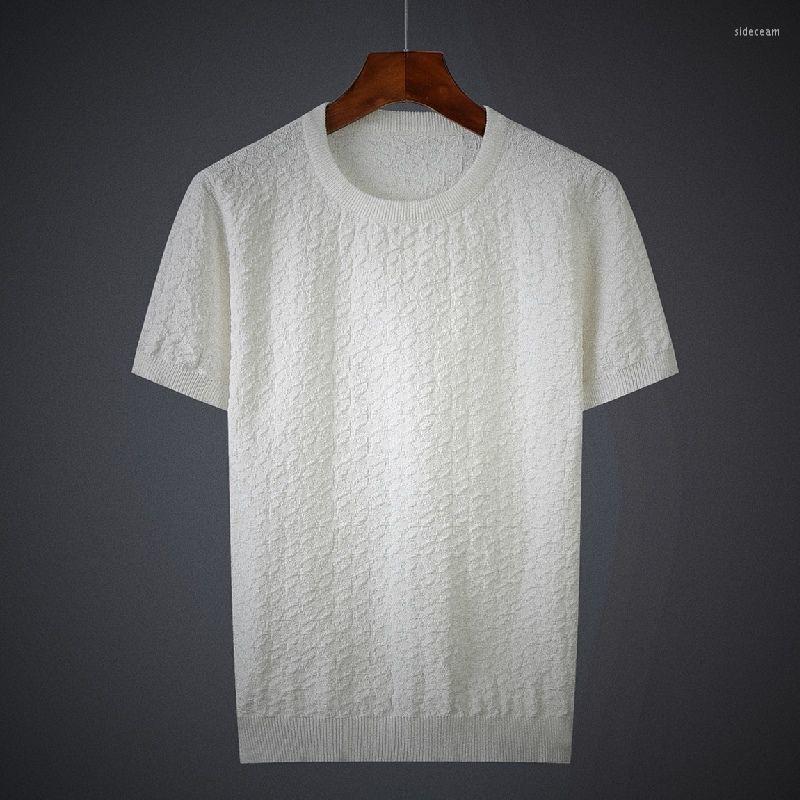 

Men's T Shirts Round Neck Short Sleeve T-shirt Korean Fashion 2022 Solid Color Combination Loose Knit, Black