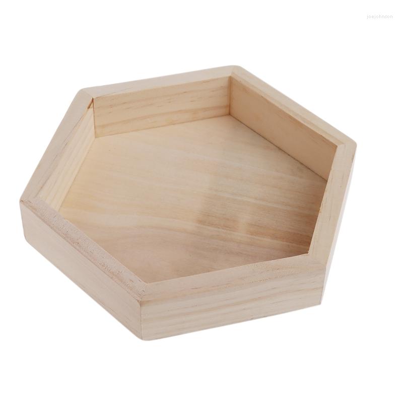 

Jewelry Pouches Wooden Necklace Display Tray Case Holder Rack Hexagon Storage Box U4LE