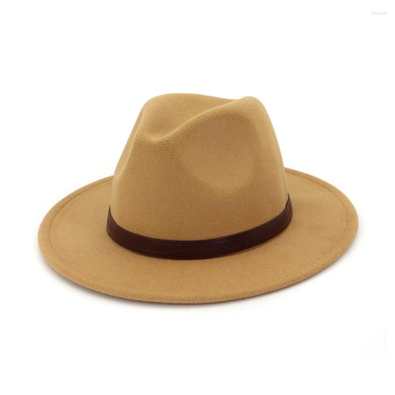 

Berets 2022 Fashion Women Men Wool Fedora Hat With Leather Ribbon Gentleman Elegant Lady Winter Autumn, Green