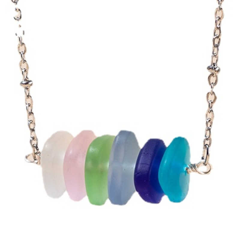 Collier en verre de mer, bijoux de plage, cadeau d'été pour femmes, cristal en vrac, vente en gros