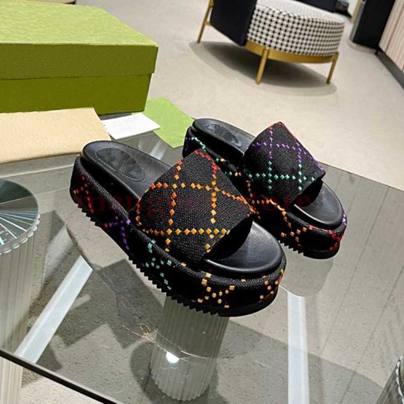 

Sandals Designer Slides Slippers 60Mm Fashion Slipper Embroidered Canvas Covered Womens Slip On With Dust Bags Big Size