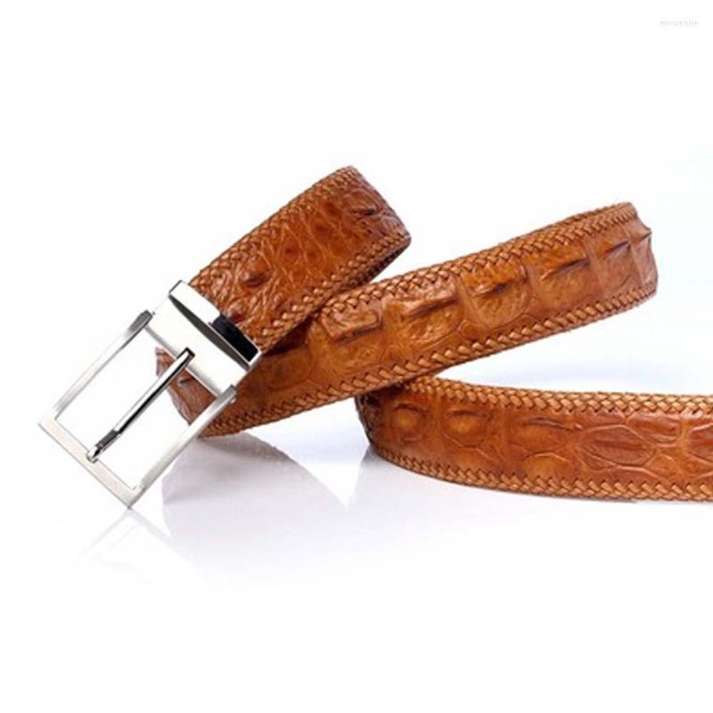 

Belts Jiayupiju Male Crocodile Belt Thailand True Leather Pure Steel Pin Buckle Youth Korean Business, Black