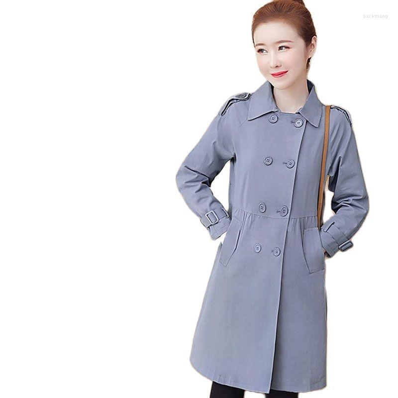 

Women's Trench Coats Women's Coat Mid-Long Spring Autumn 2022 Fashion Single Breasted Loose Casual Ladies Be Outerwear, Black