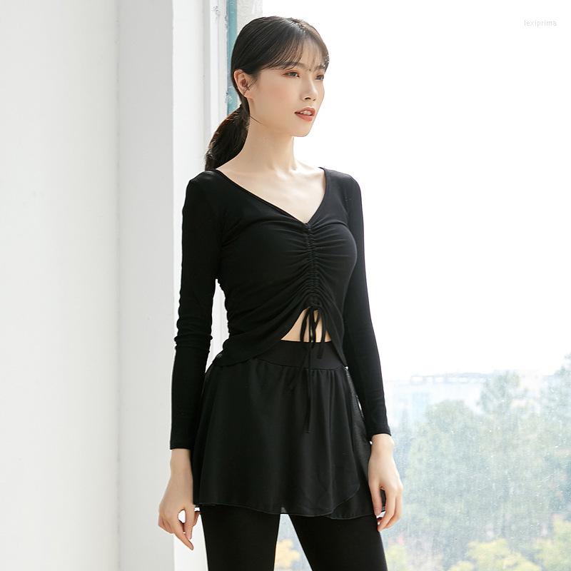 

Stage Wear Adult Women Ballet Training V-neck Costume Outfit For Girls Performance Clothing Top Grade Dancing Long Sleeve Shirt, Pink