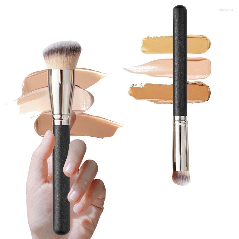 

Makeup Brushes 2Pcs Set Professional High-End Foundation Concealer Contour Blending Beauty Brush Frosted Wooden Handle