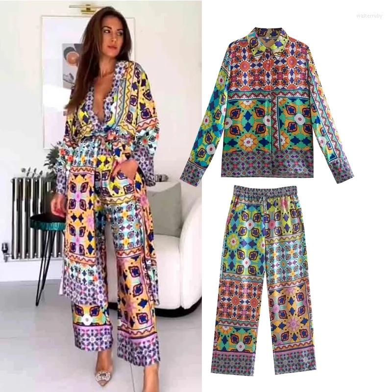 

Women's Suits 2-Piece Set Women 2022 Elegant Chic Elastic Waist Youth Shirt Pants Suit Leisure Vacation Ladies, Trousers