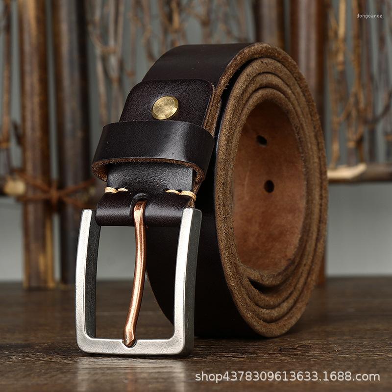 

Belts Male Retro Fashion Pin Buckle Men Belt Jeans First Layer Cowhide Genuine Leather Business Formal Luxury Quality Designer, Black
