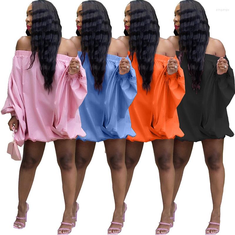 

Casual Dresses 2022 Autumn Long Lantern Sleeve T Shirt For Women Off The Shoulder Loose Mini Dress Sexy Nightclub Party Bodycon -XXL, Pink
