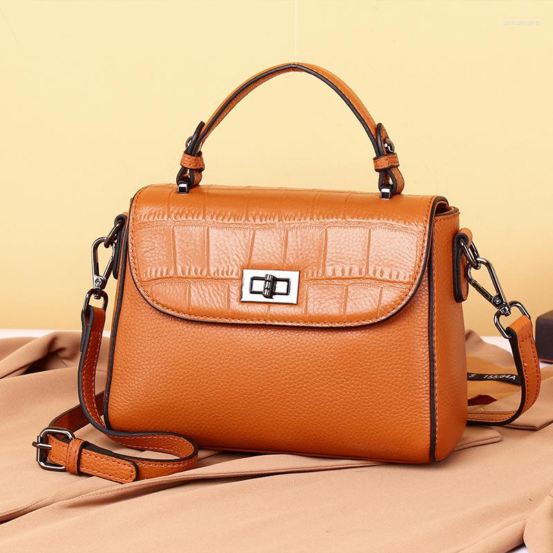 

Evening Bags Natural Cowskin Alligator Pattern Messenger Bag Fashion Real Leather Women Handbag High Quality Female Shoulder, Black