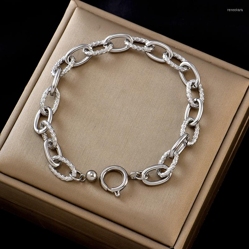 

Link Bracelets Punk Style 316L Stainless Steel No Fading Adjustable Length Thick Chain Simple Hip-Hop Trend Bangles Women's Gift