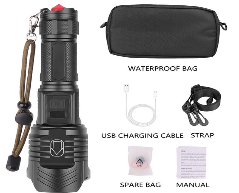 

P10 torches USB rechargeable zoom multifunction liquid crystal display safety hammer led flashlight black standard