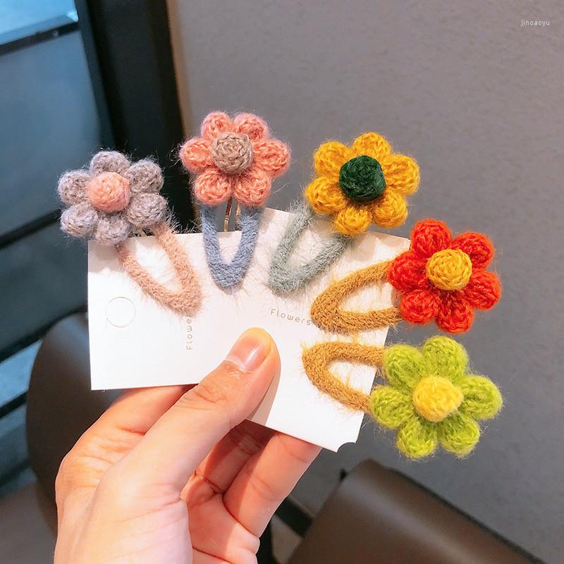

Hair Accessories Ladies Temperament Fashion Autumn Winter Colored Plush Flower Hairpin Headdress Girl Side Clip, 1 coffee