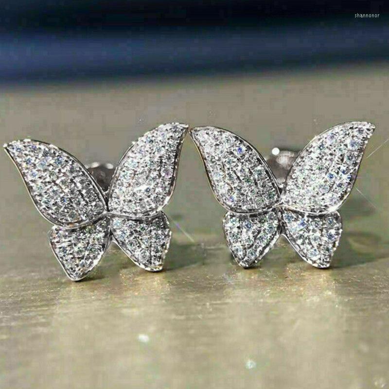 

Stud Earrings 2022 Arrival Trendy Gold Color Silver Butterfly For Women Anniversary Gift Jewelry Wholesale E7687
