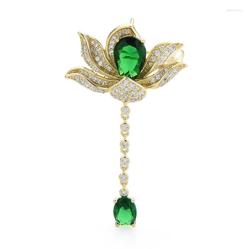 

Brooches Wuli&baby Luxury Crystal Lotus For Women Men 2-color Flower Party Office Brooch Pin Gifts