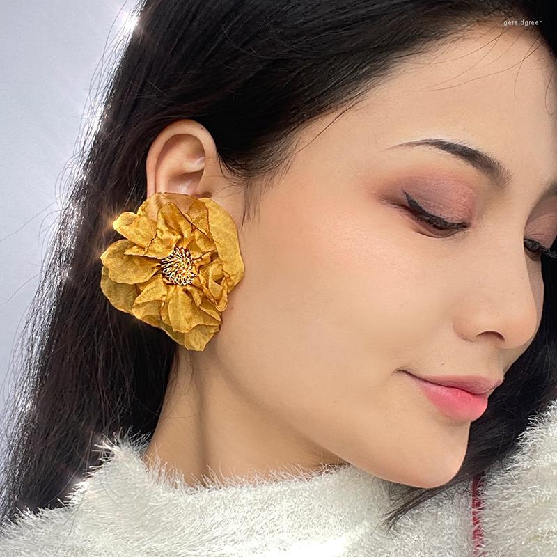 

Stud Earrings Korean Handmade Flower Petals Atmospheric Exaggerated Seaside Holiday