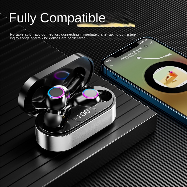 

YEZHOU F12 Bluetooth black wireless earphone Headset TWS Metal Casing Sports Touch Noise Reduction True Stereo headphone