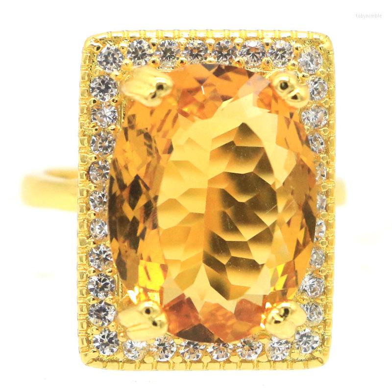 

Cluster Rings 19x15mm Romantic 6.7g Golden Citrine CZ Daily Wear Gold Silver Wholesale Drop