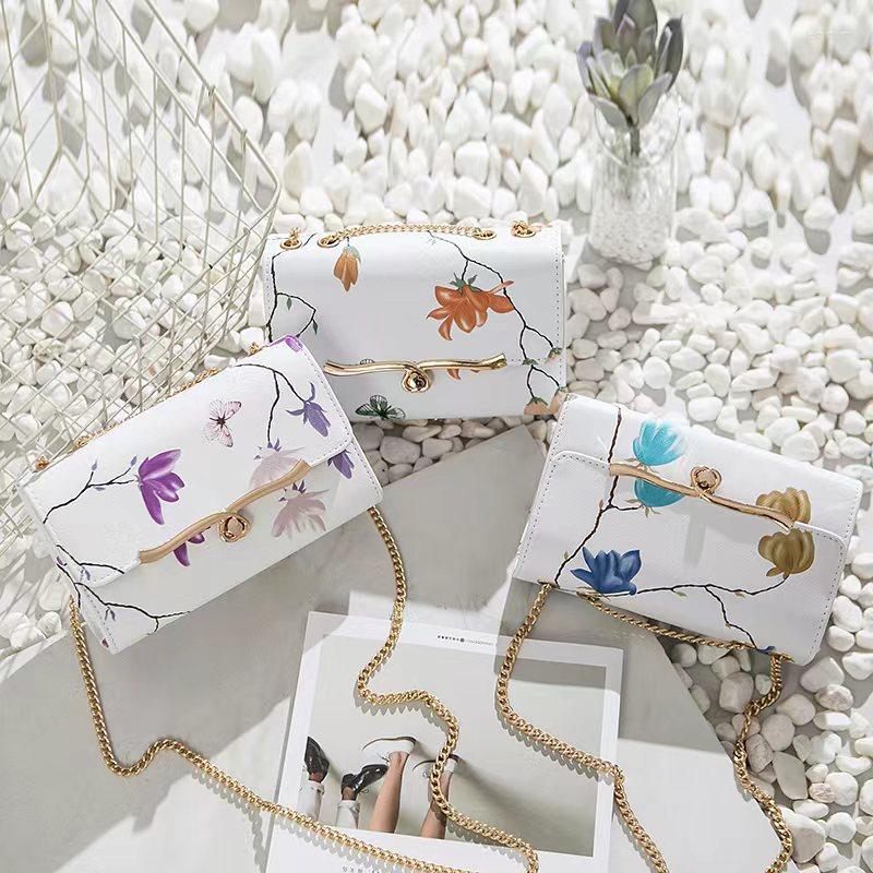 

Evening Bags Printed Flowers Chain Women's Single Shoulder Messenger Small Square Bag Leisure Female Backpack Crossbody Designer Girl, Blue