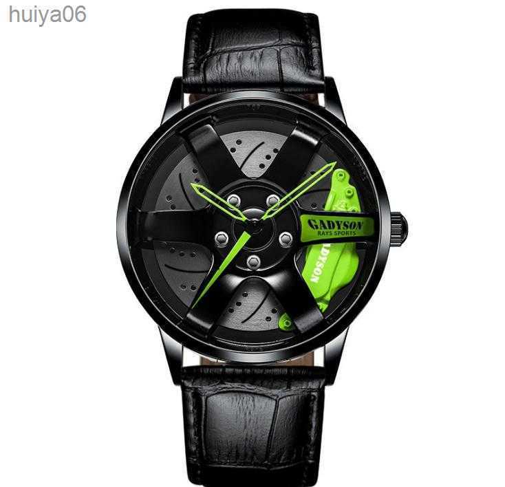 

Green Hands Unique Design Quartz Watch 40MM Diameter Wheel Style Mens Watches Boys Student Locomotive Creative Wristwatches huiya06