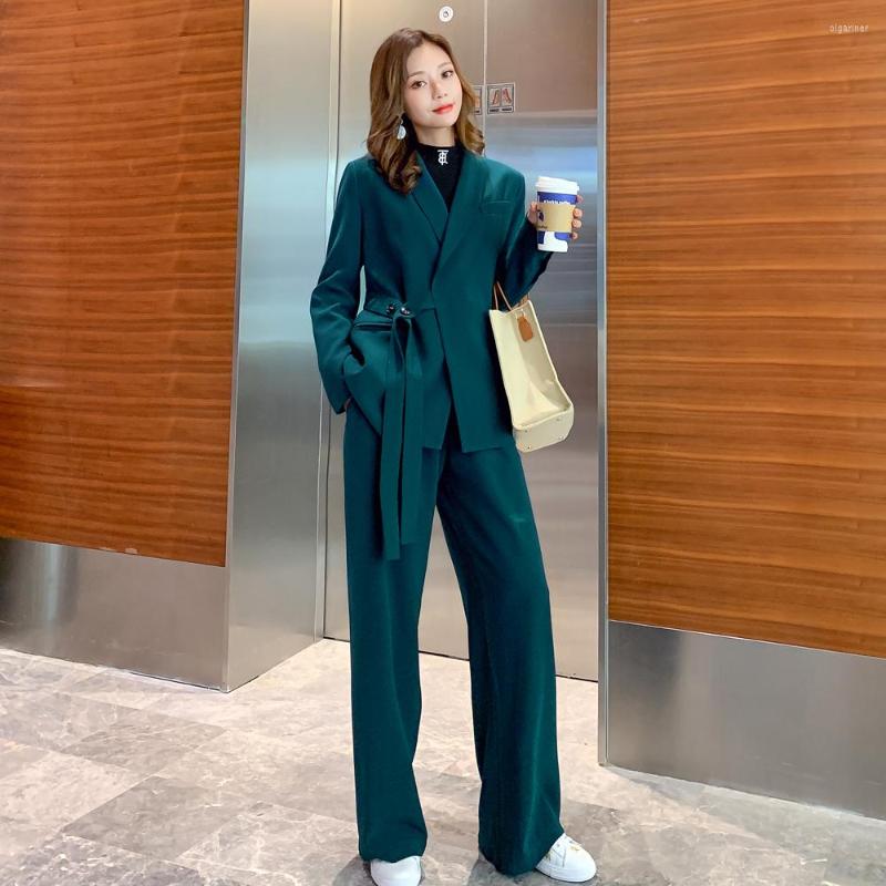 

Women' Tracksuits Spring And Autumn High-end Professional Women' Temperament Lacing Suit Korean Fashion Casual Wide Leg Pants, Black