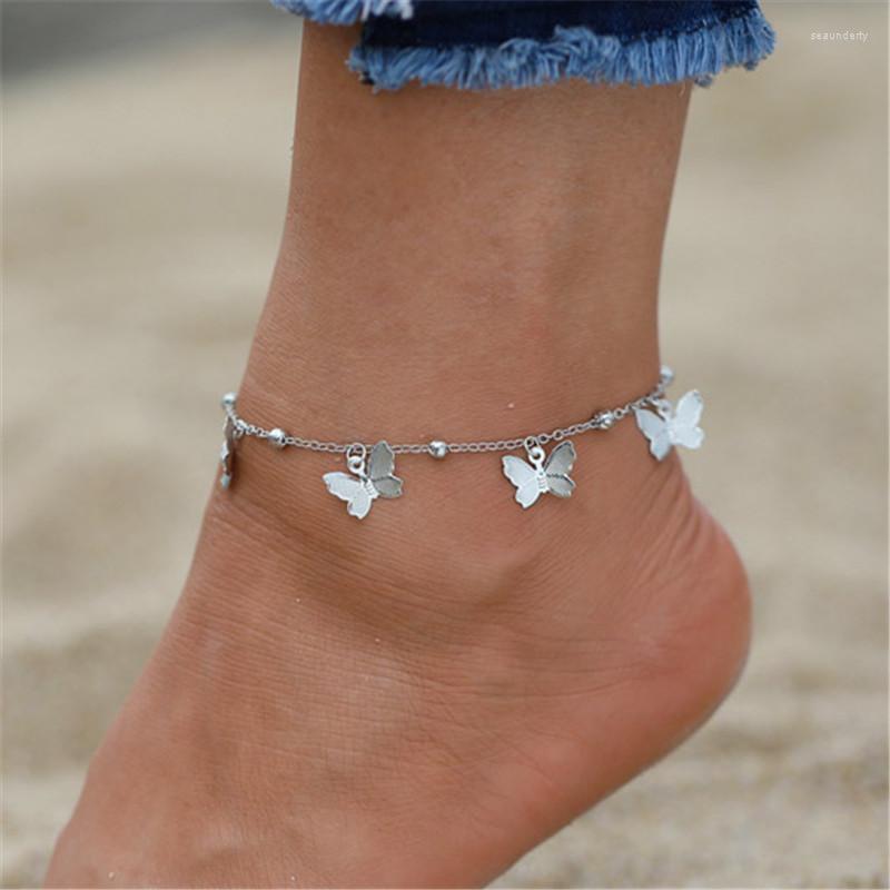 

Anklets TOBILO Simple Gold Butterfly Chain For Women Vintage Summer Beach Anklet Beads Ankle Bracelet Foot Gifts Jewelry