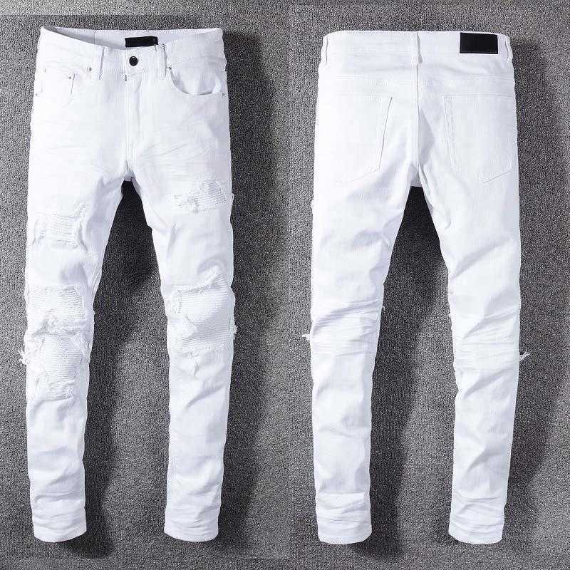 

Men's Jeans Luxurys Designers Distressed France Fashion Pierre Straight Biker Hole Stretch Denim Casual Jean Men Skinny Pants Elasticit yf16, 19